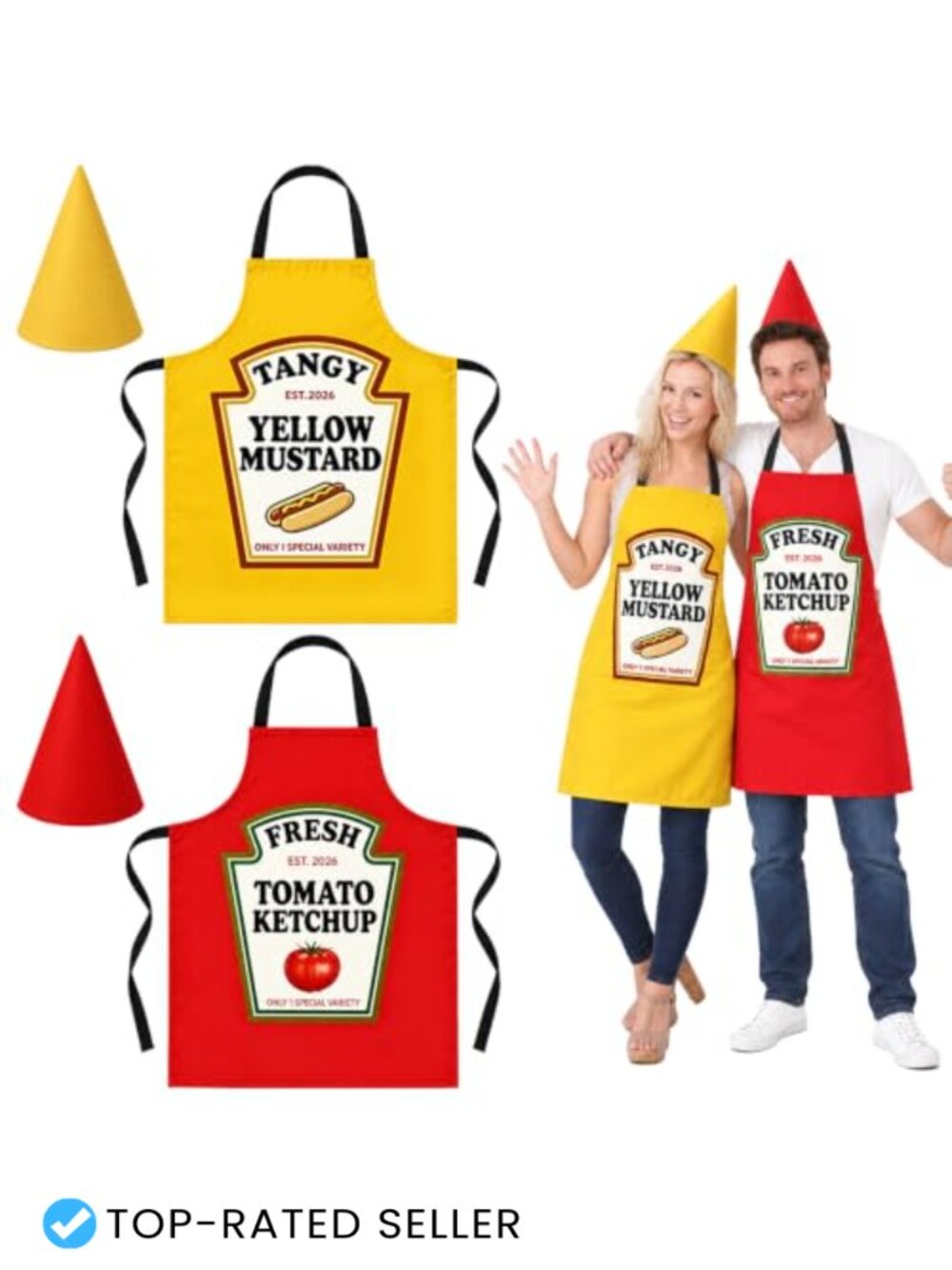 Ketchup Mustard Costume Apron Set Adult Couples Halloween Cosplay